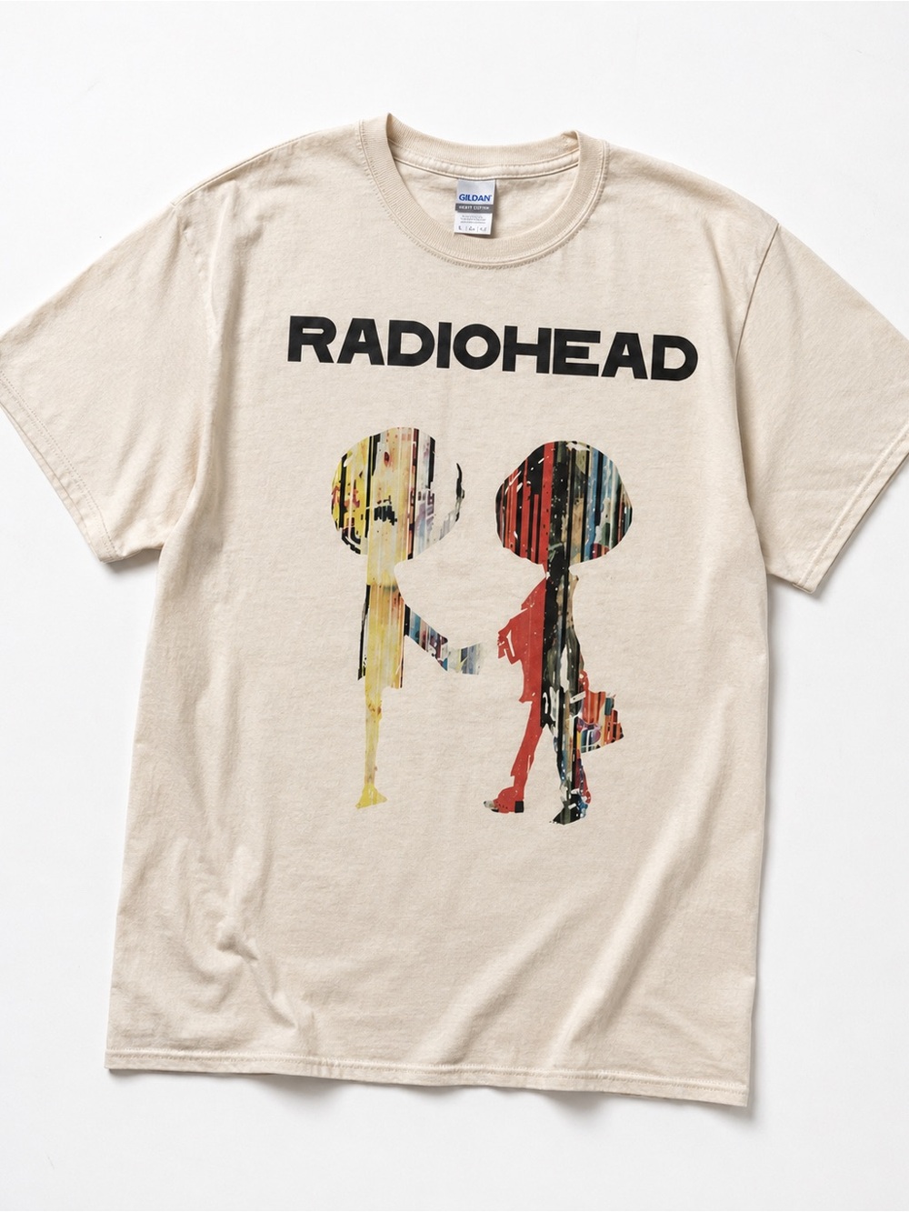 Gildan Radiohead Graphic Tee - Cream with Multicolor Print